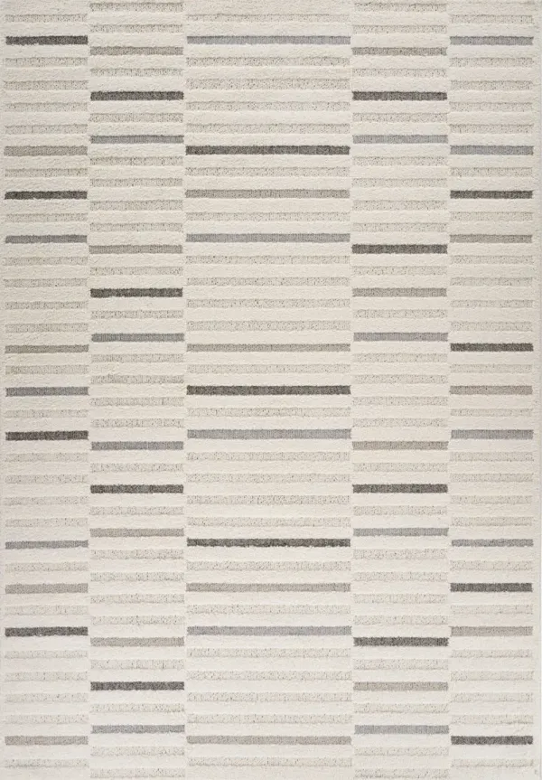 7' x 10' Abstract Distressed Polypropylene Area Rug - Gray And Cream