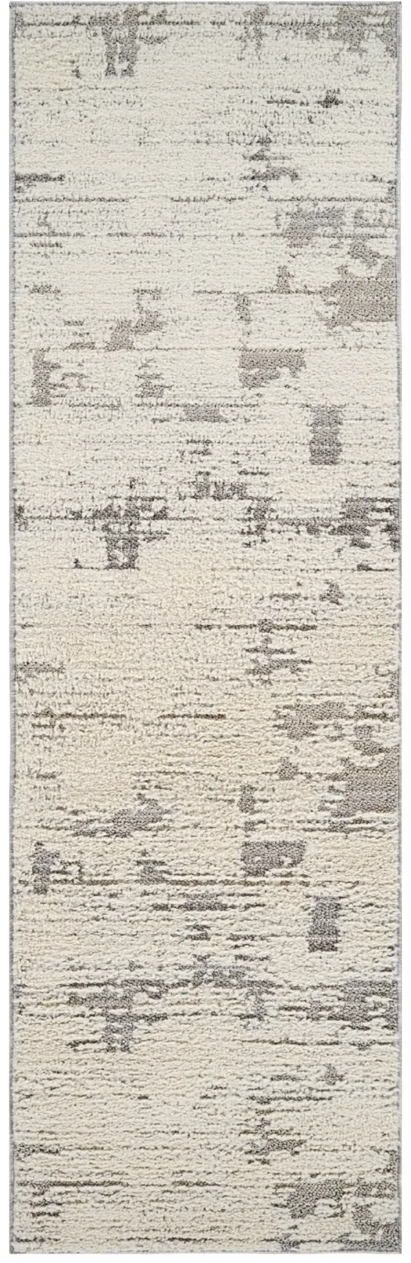 8' x 2' Abstract Distressed Area Rug - Gray And Cream