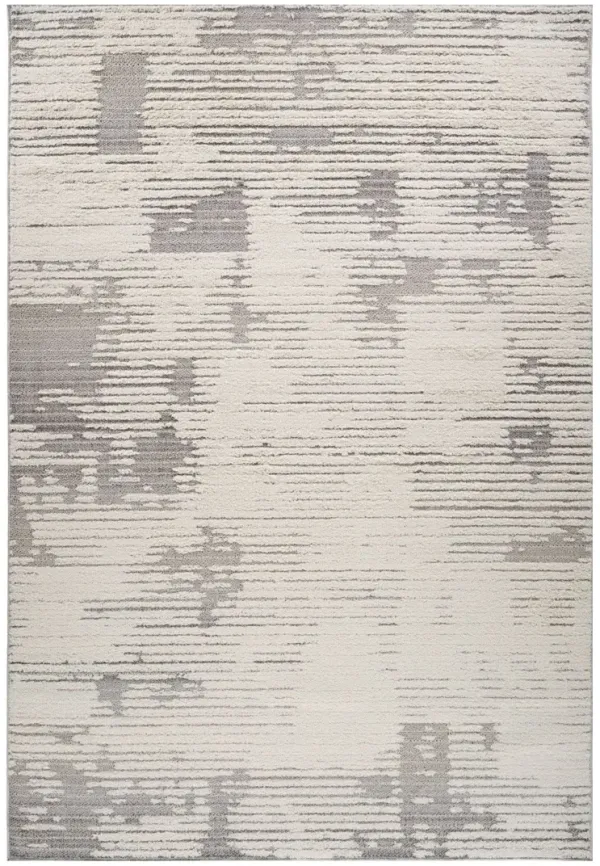 5' x 8' Abstract Distressed Polypropylene Area Rug - Gray And Cream