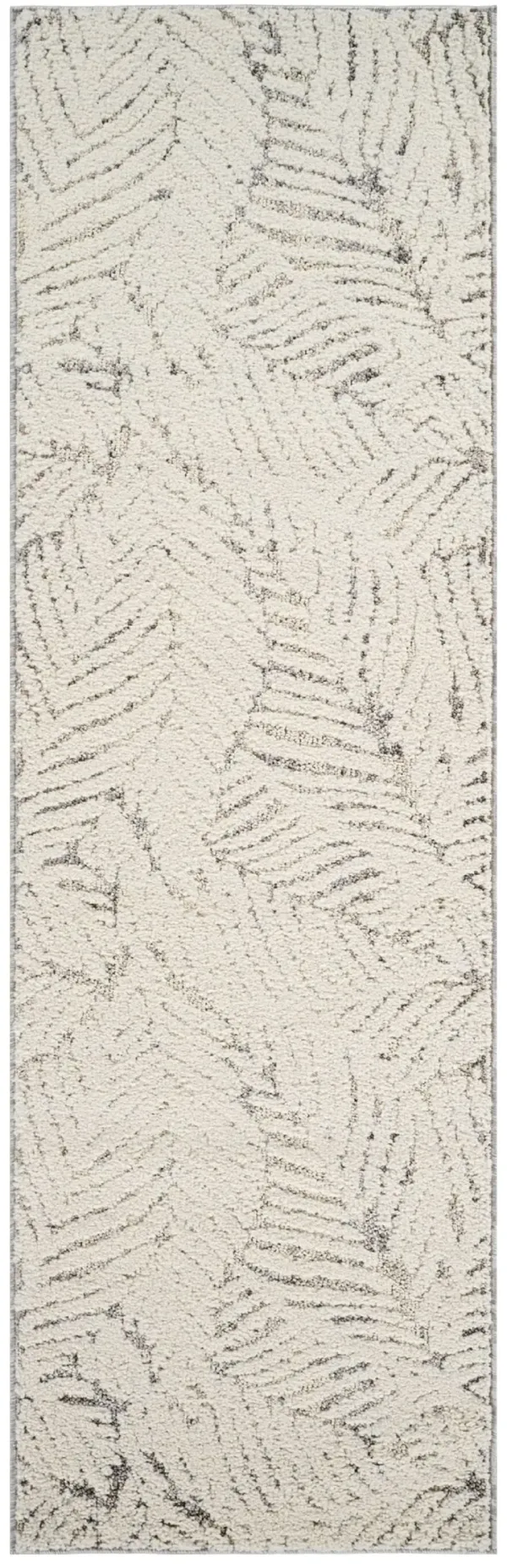 8' Floral Distressed Area Rug - Gray And Cream