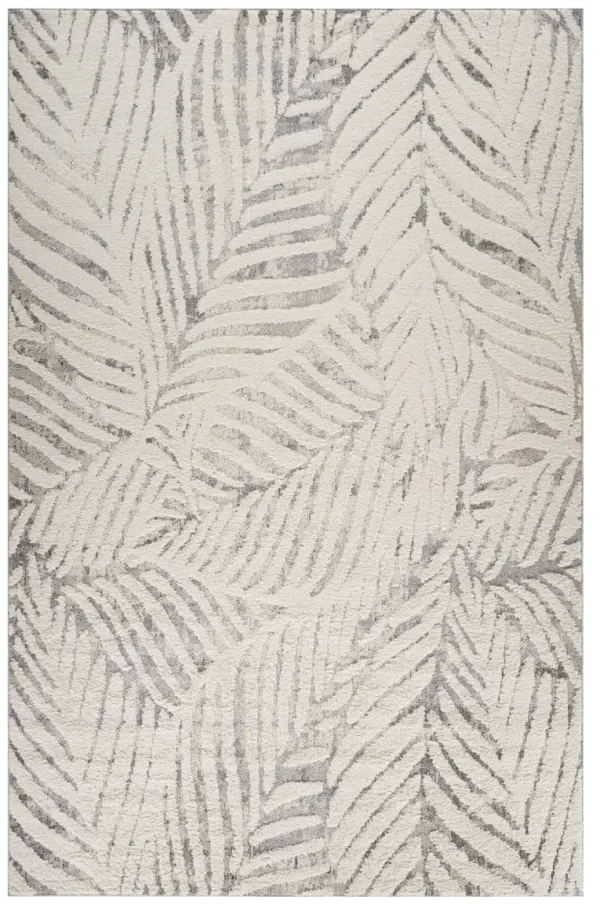 7' x 10' Floral Non Skid Area Rug - Gray And Cream