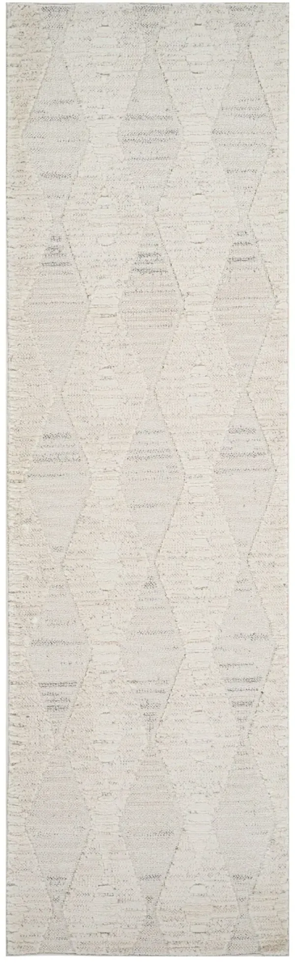 8' Geometric Distressed Area Rug - Cream And Beige