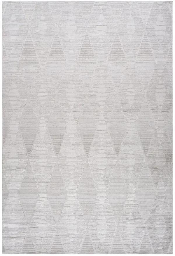 5' x 8' Geometric Distressed Area Rug - Gray And Ivory