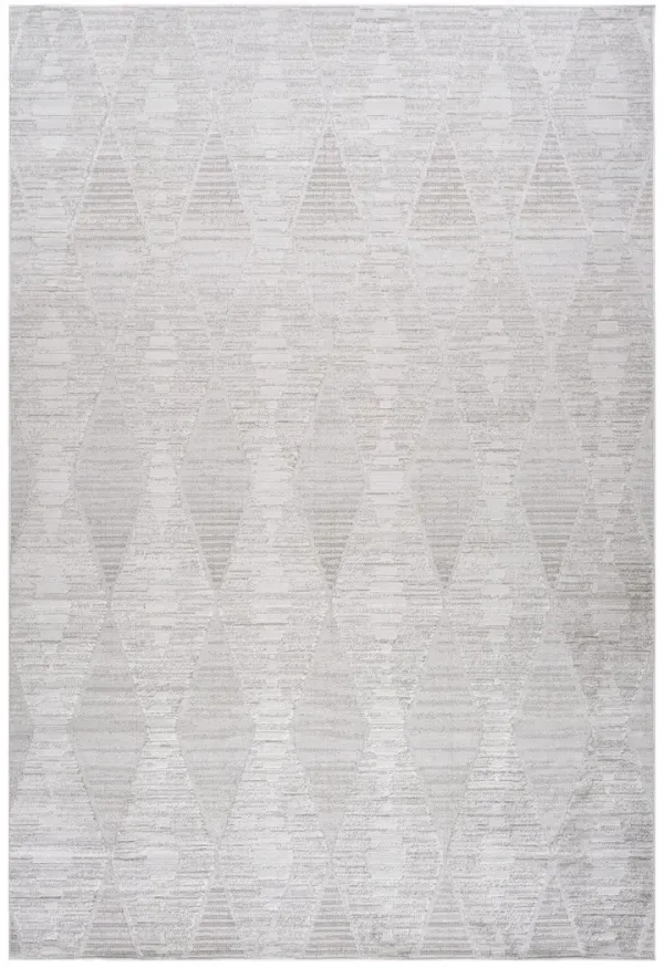 7' x 10' Geometric Distressed Area Rug - Gray And Ivory