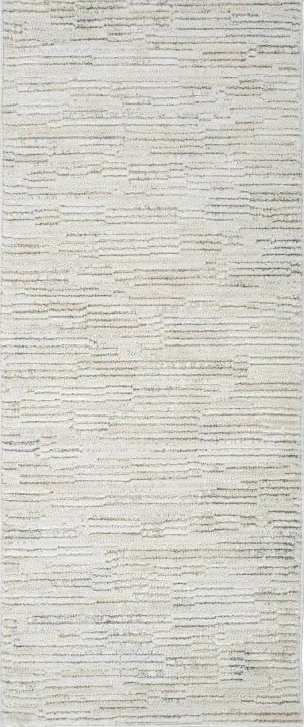 2' x 5' Geometric Distressed Area Rug - Gray And Beige