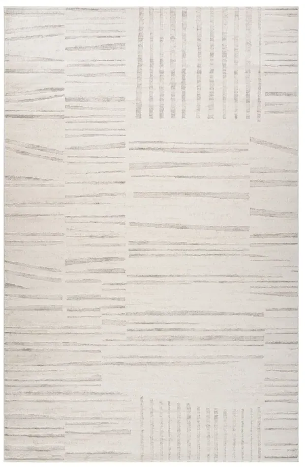 5' x 8' Geometric Distressed Polyester Area Rug - Gray And Beige