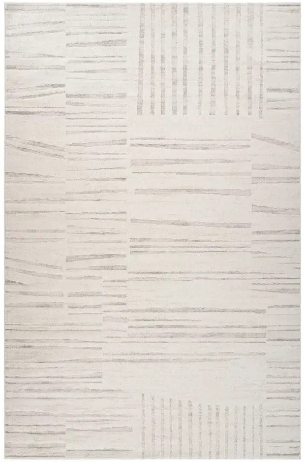 7' x 10' Geometric Distressed Polyester Area Rug - Gray And Beige
