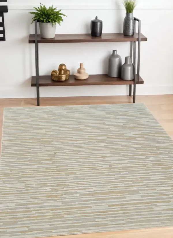 4' x 6' Modern Abstract Distressed Area Rug - Beige And Light Brown