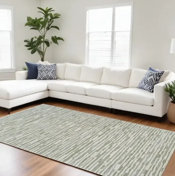 6.7' x 6.7' Abstract Distressed Area Rug - Beige And Green