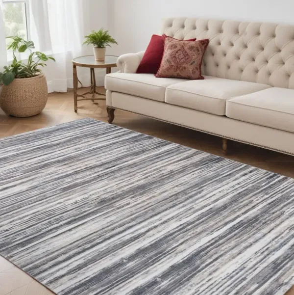 5.3' x 5.3' Abstract Distressed Area Rug - Blue And Gray