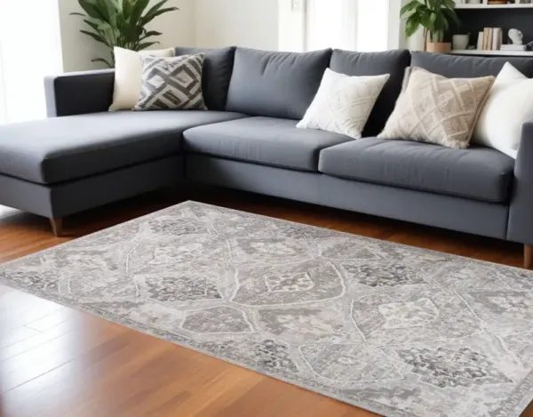 7' x 10' Oriental Distressed Area Rug - Blue And Gray