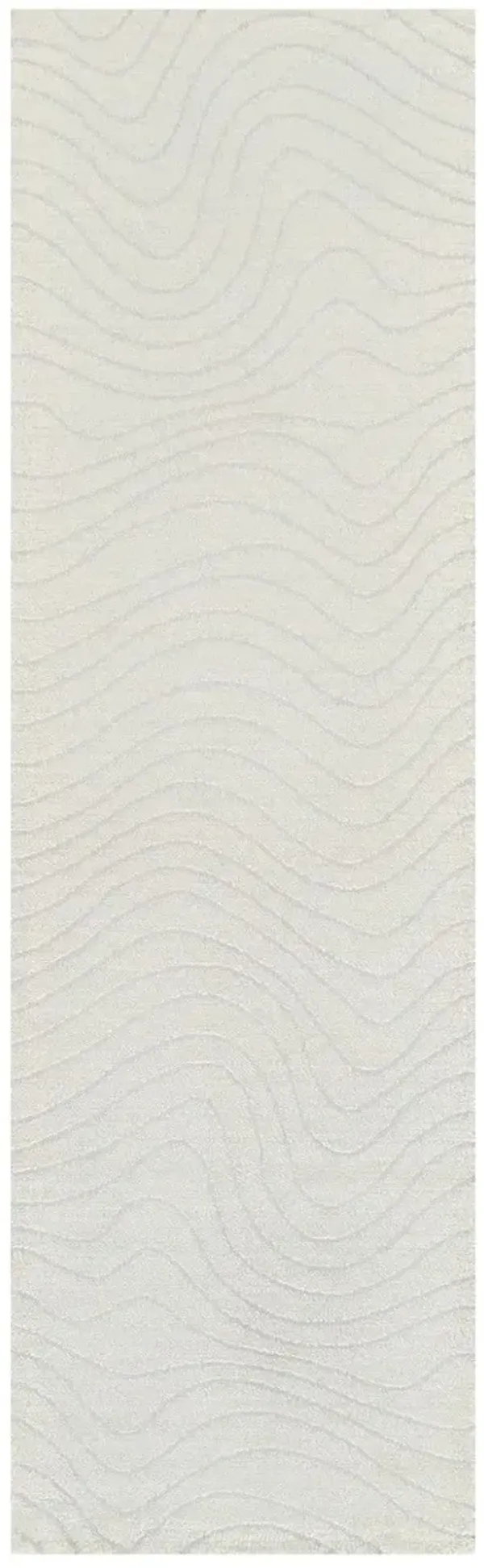 8' Abstract Non Skid Runner Rug - Beige And Cream