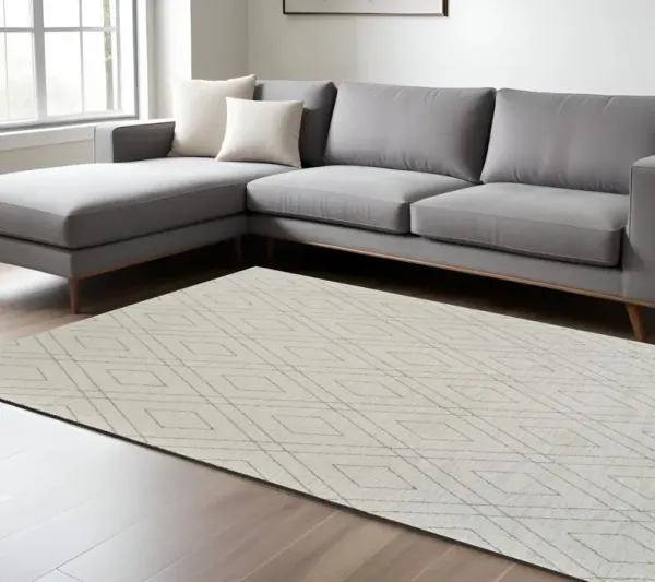 8' x 11' Abstract Non Skid Area Rug - Beige And Gray