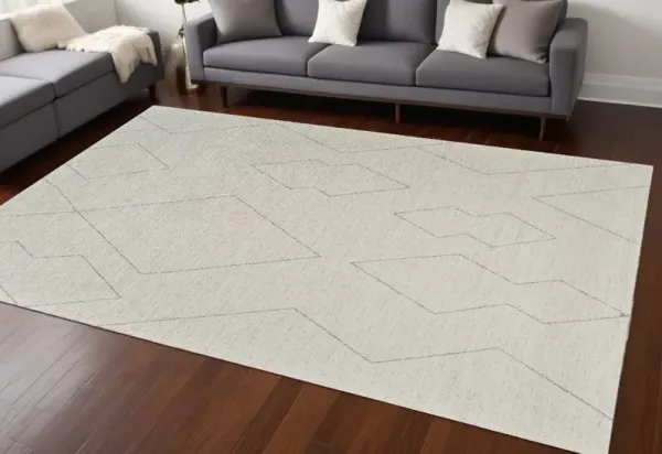 6.7' x 6.7' Modern Abstract Distressed Polyester Area Rug - Cream And Beige