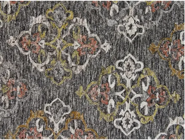 5' x 8' Abstract Geometric Hand Tufted Non Skid Area Rug - Charcoal