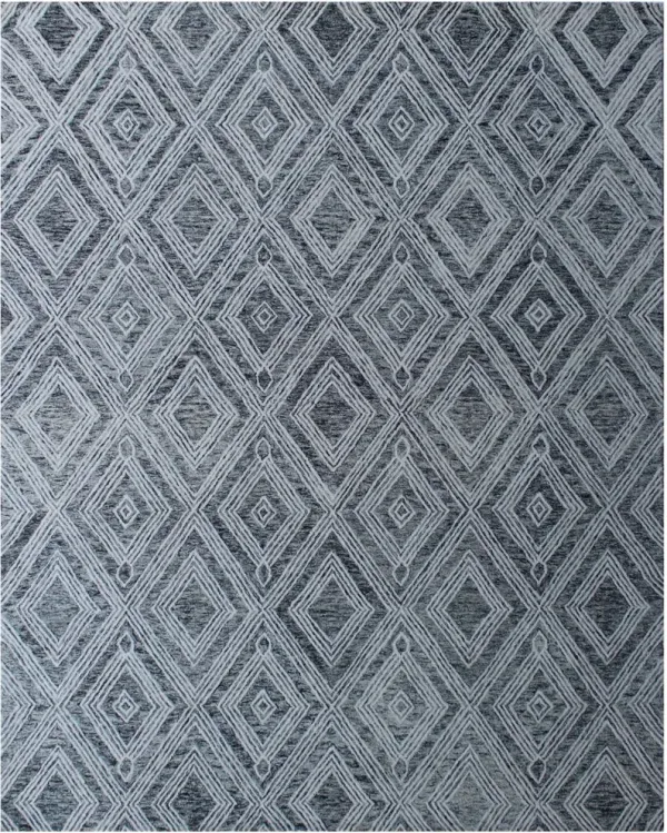 8' x 10' Wool Abstract Geometric Hand Tufted Non Skid Area Rug - Black And Ivory