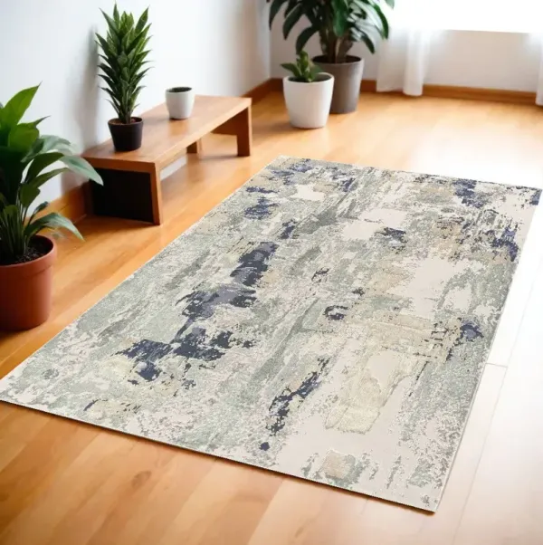 4' x 6' Modern Abstract Area Rug - Blue And Gray