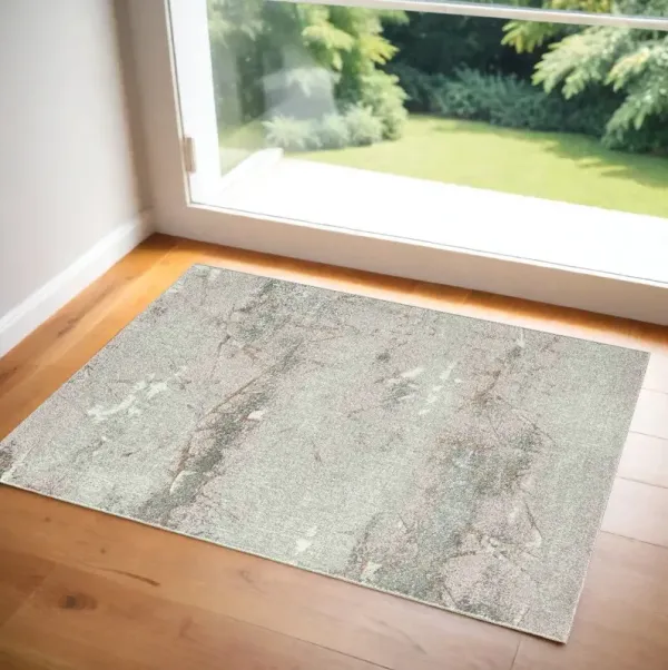 2' x 3' Abstract Area Rug - Beige And Gray