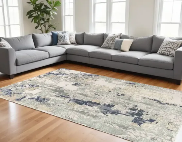 9' x 12' Abstract Area Rug - Gray And Blue