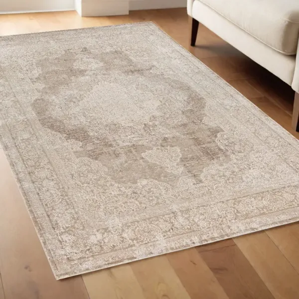 4' x 6' Medallion Area Rug - Beige And Ivory