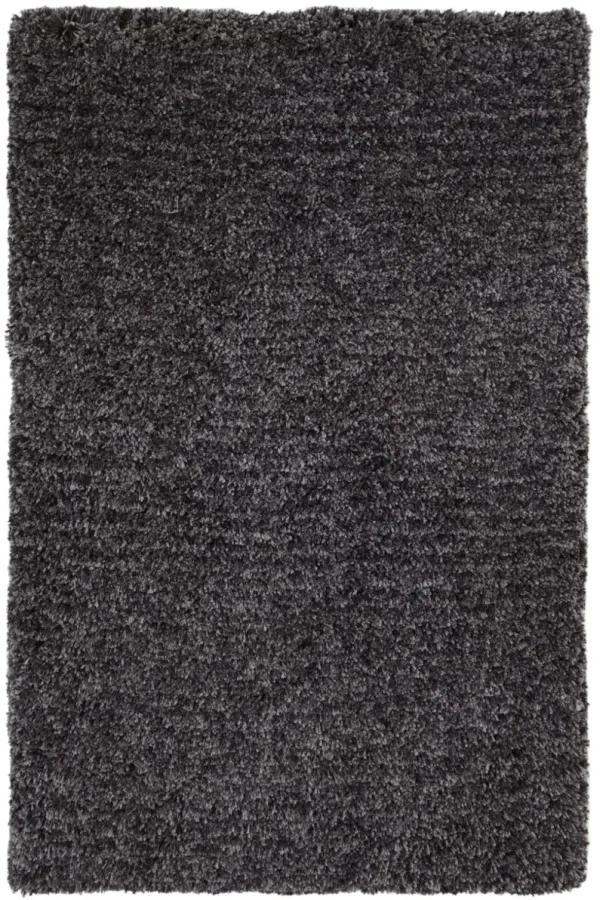 2' x 3' Shag Hand Tufted Polyester Area Rug - Black