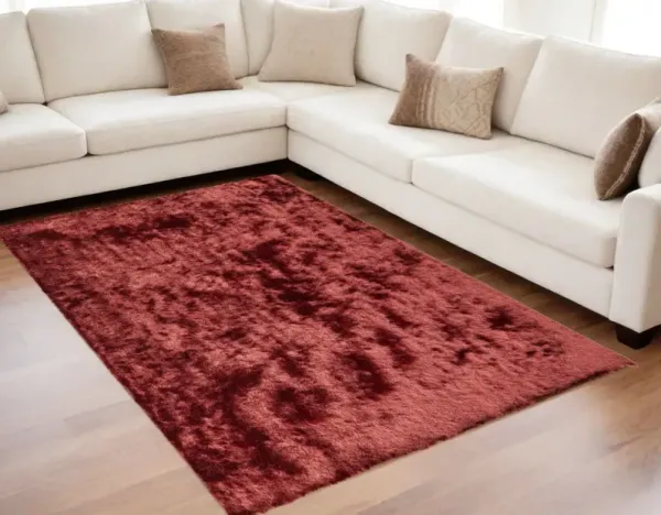 5' x 8' Shag Hand Tufted Area Rug - Red