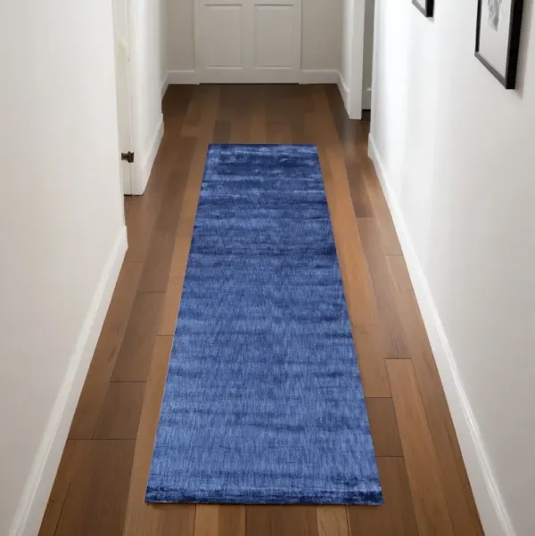 8' Hand Woven Runner Rug - Blue Chevron