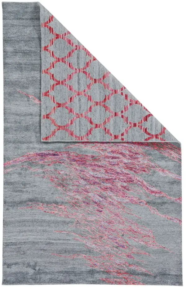 8' x 11' Abstract Hand Tufted Area Rug - Red And Gray