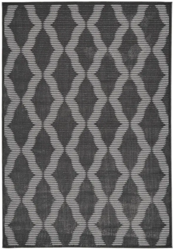 8' x 11' Geometric Power Loom Area Rug - Gray And Brown