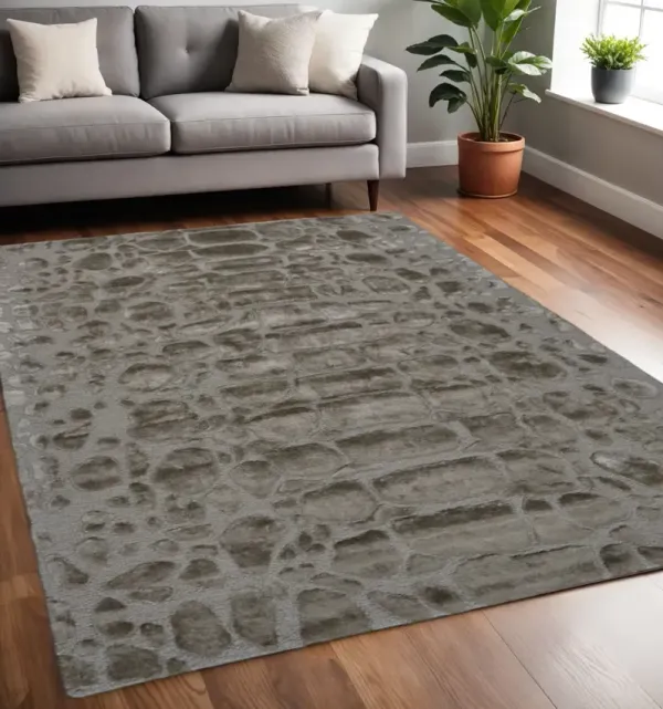 5' x 8' Abstract Hand Tufted Area Rug - Taupe And Gray
