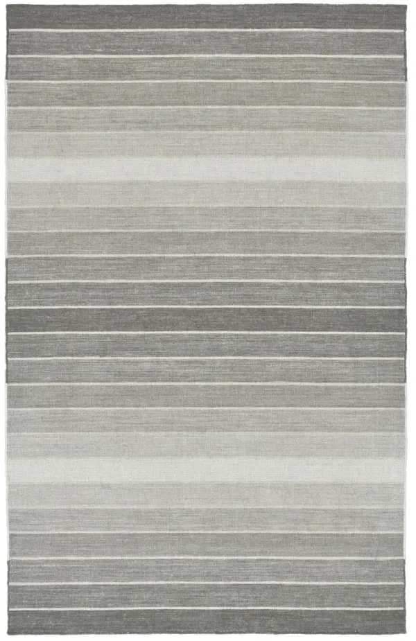 5' x 8' Casual Wool Striped Hand Woven Area Rug - Gray