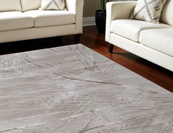 10' x 13' Abstract Power Loom Area Rug - Silver Brown And Taupe