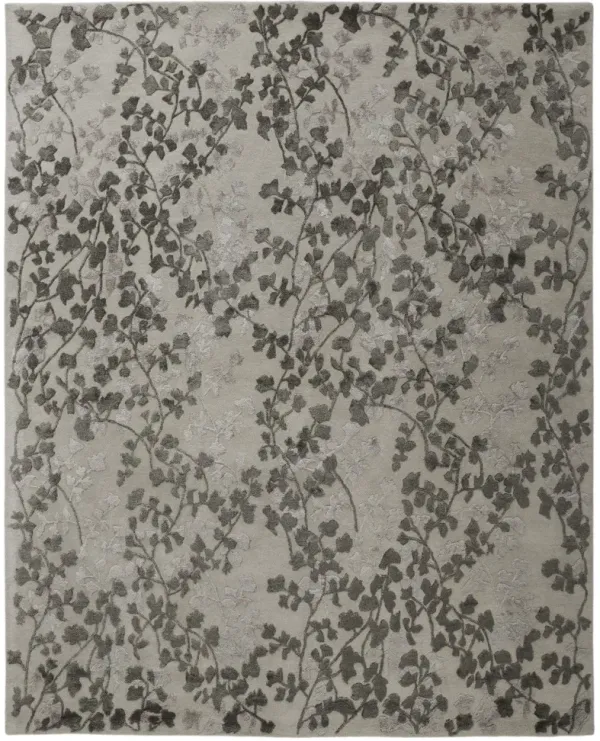 8' x 10' Floral Hand Tufted Area Rug - Gray And Silver