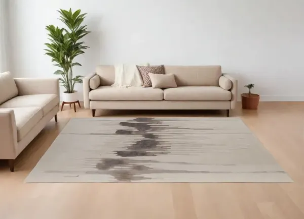 12' x 15' Abstract Hand Tufted Area Rug - Ivory Taupe And Brown