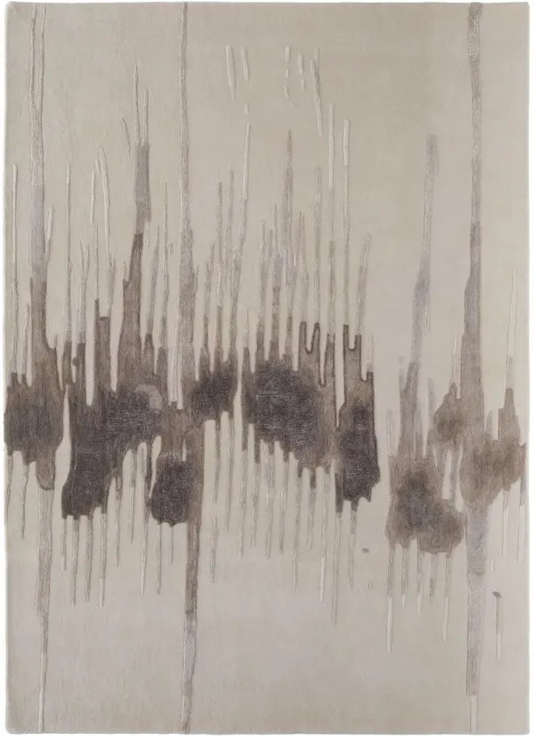 5' x 8' Abstract Hand Tufted Area Rug - Ivory Taupe And Brown