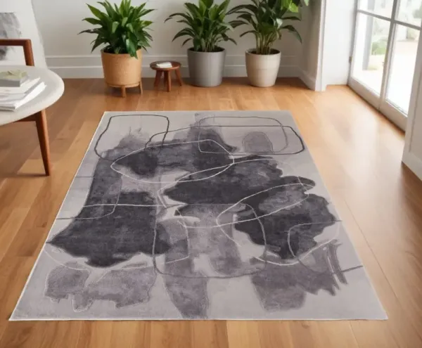 4' x 6' Abstract Hand Tufted Area Rug - Gray And Ivory