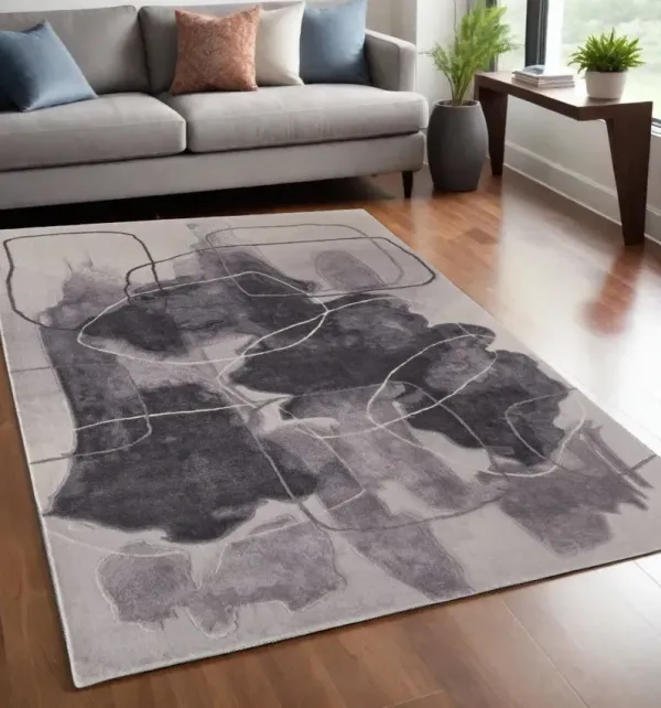 5' x 8' Abstract Hand Tufted Area Rug - Ivory And Gray