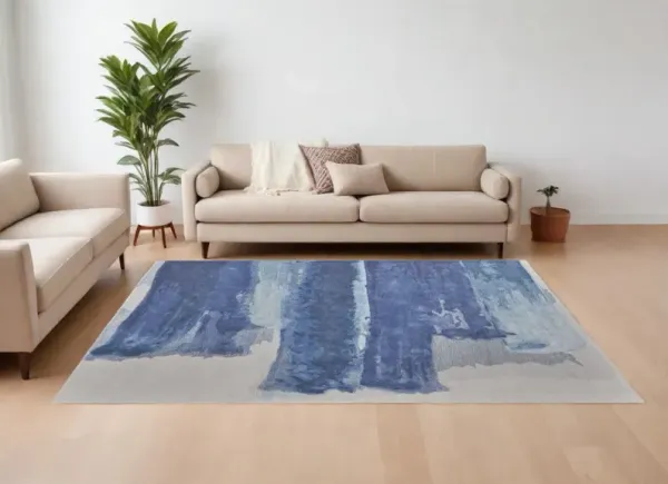 12' x 15' Abstract Hand Tufted Area Rug - Blue And Ivory