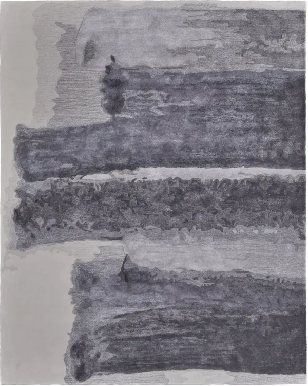 5' x 8' Abstract Hand Tufted Area Rug - Dark Gray And Ivory