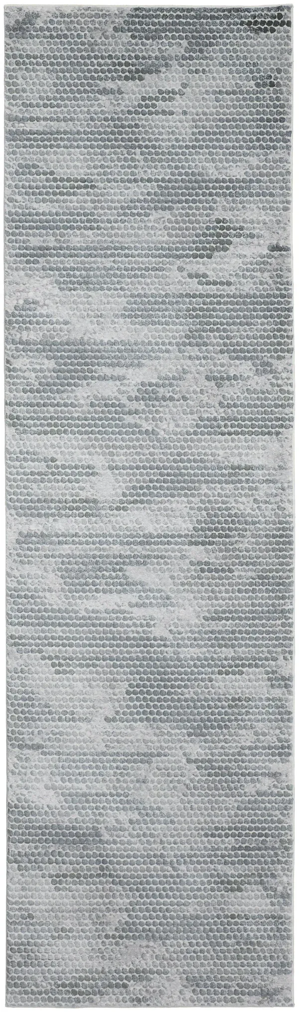8' Abstract Power Loom Runner Rug - Gray And Blue