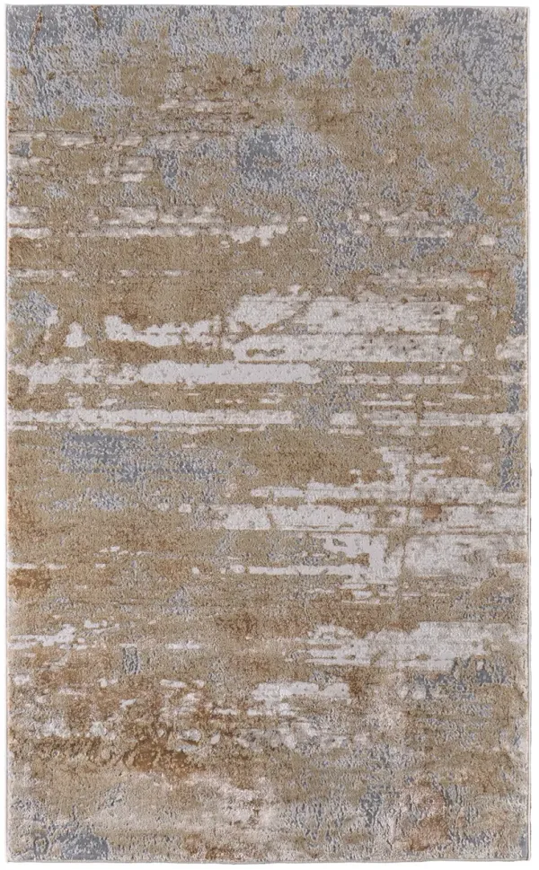 8' x 10' Abstract Power Loom Area Rug - Ivory Tan And Gray