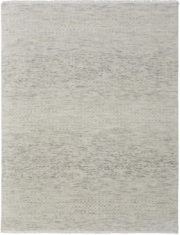 6' x 9' Wool Hand Knotted Area Rug With Fringe - Ivory And Gray