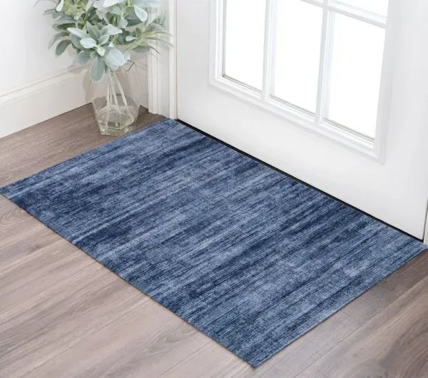 2' x 3' Power Loom Polyester Area Rug - Blue And Gray