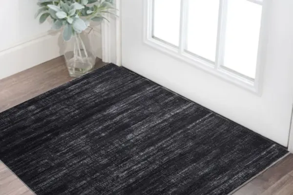 2' x 3' Power Loom Area Rug - Black And Gray