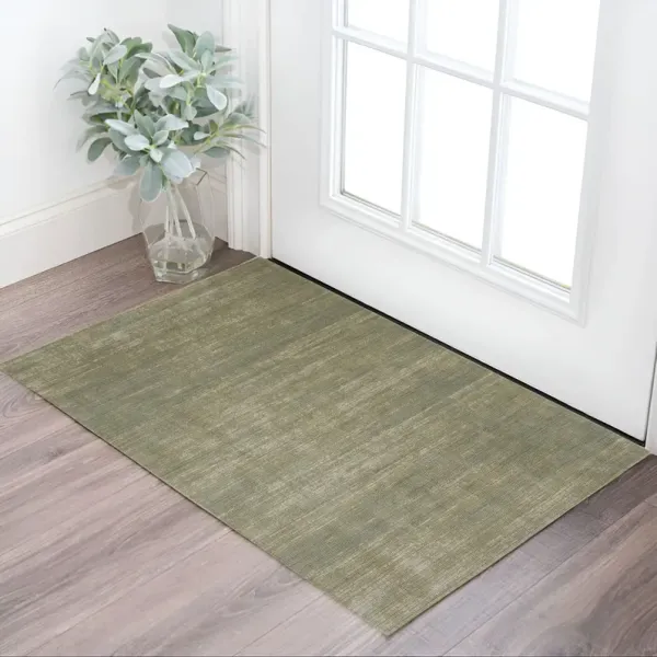 2' x 3' Power Loom Area Rug - Tan And Green