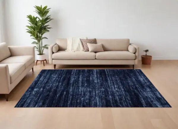 7' x 10' Power Loom Area Rug - Black And Blue