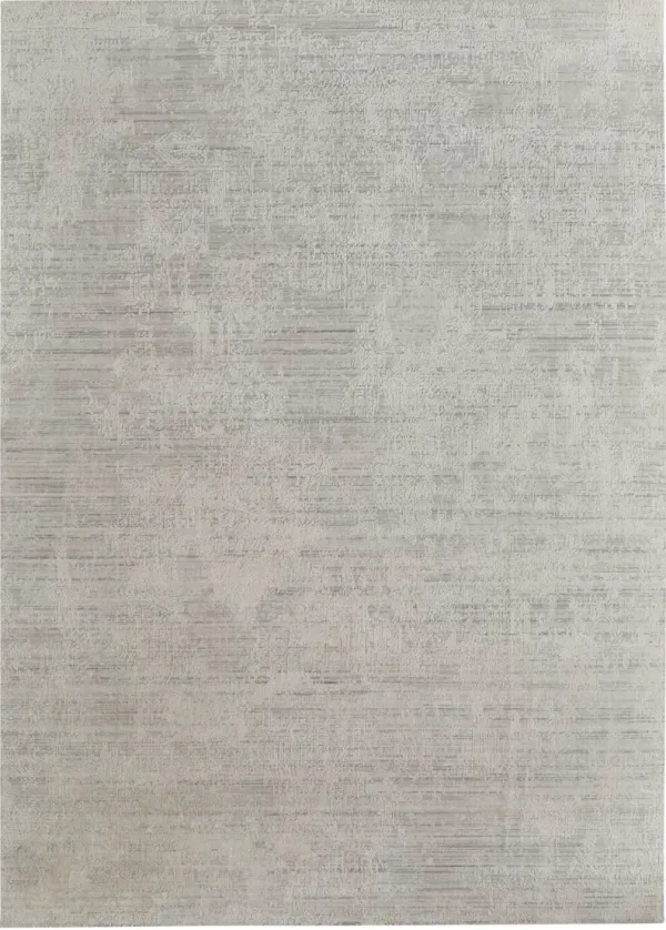 10' x 14' Hand Woven Worn Faded Area Rug - Gray And Ivory