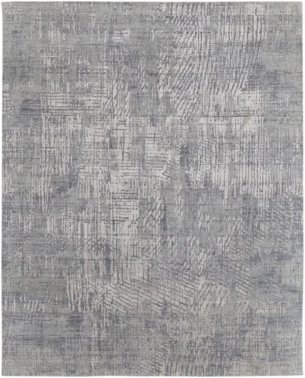 3' x 5' Casual Abstract Hand Woven Worn Faded Area Rug - Gray
