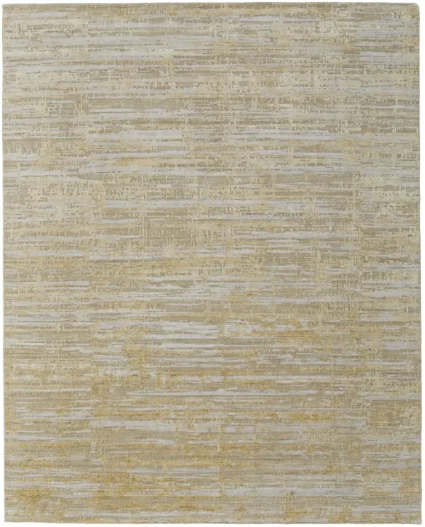3' x 5' Modern Abstract Hand Woven Wool Blend Area Rug - Yellow And Ivory