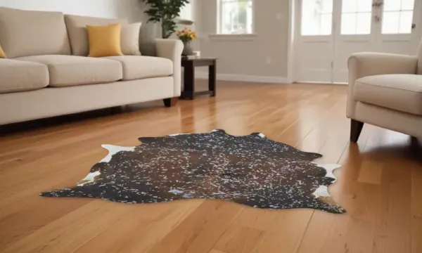 8' x 10' Cowhide Animal Print Power Loom Area Rug - Brown And Silver